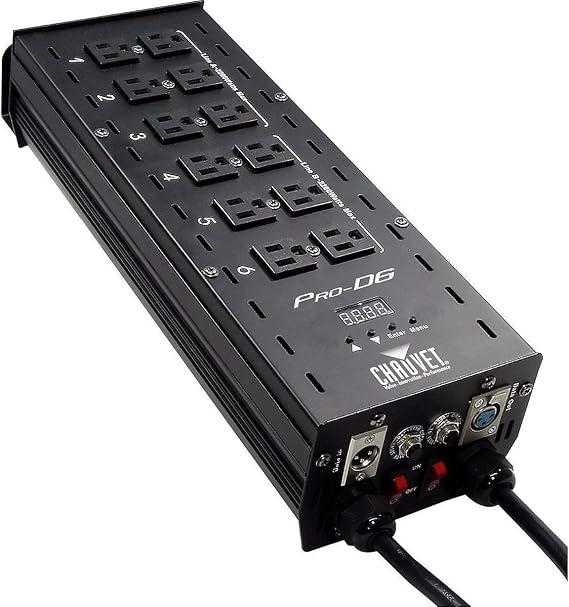 CHAUVET DJ Pro-D6 DMX-512 Dimmer/Switch Pack (6-Channel) | LED Light Controllers, BLACK | Black housing for stage lighting rigs, powers par cans and fog machines, simple power control for clubs and churches