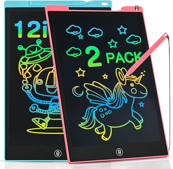 cimetech 2 Pack LCD Writing Tablet for Kids, 12 Inch Toddler Toys for 3 4 5 6 7 8 Year Old Girls Boys, Doodle Board Drawing Pad Travel Essentials Christmas Birthday Gift for Children