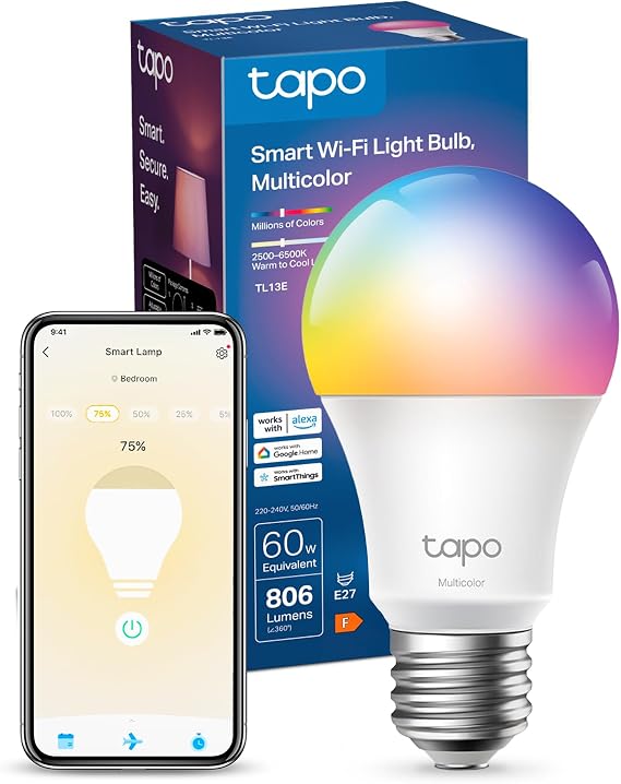 Tapo TL13E E27 Smart Bulb Multicolour Dimmable LED Light Bulb [Energy Class F]