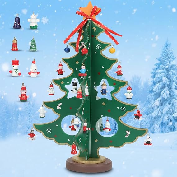 2025 Christmas Tree Vacation Advent Calendar Decoration, 24 Days Xmas Tree Countdown Calendars Home Tabletop Decor, 2025 Christmas Advent Countdown Calendar Xmas Gifts for Kids Girls Boys