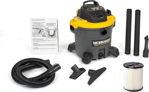 WORKSHOP Wet/Dry Vacs WS1200VA 12-Gallon 5.0 Peak HP Wet Dry Vacuum Cleaner | General Purpose Shop Vacuum with Filter, Dust Bag, Hose and Attachments for Home, Workshop and Jobsite Cleaning