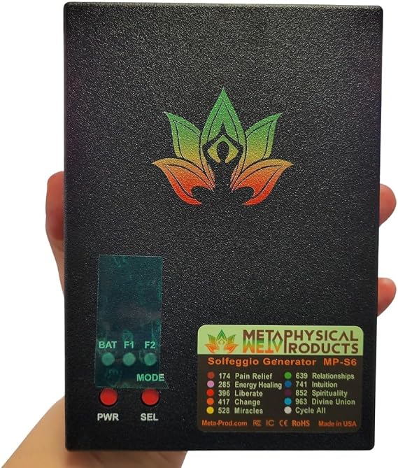 Solfeggio Portable Frequency Generator emits 9 Frequencies: 174, 285, 396, 417, 528, 639, 741, 852, 963 Hz