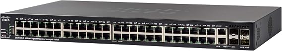Cisco SG350X-48P Stackable Managed Switch with 48 Gigabit Ethernet (GbE) Ports, 2 x 10G Combo + 2 x SFP+, 382W PoE, Limited Lifetime Protection, Black