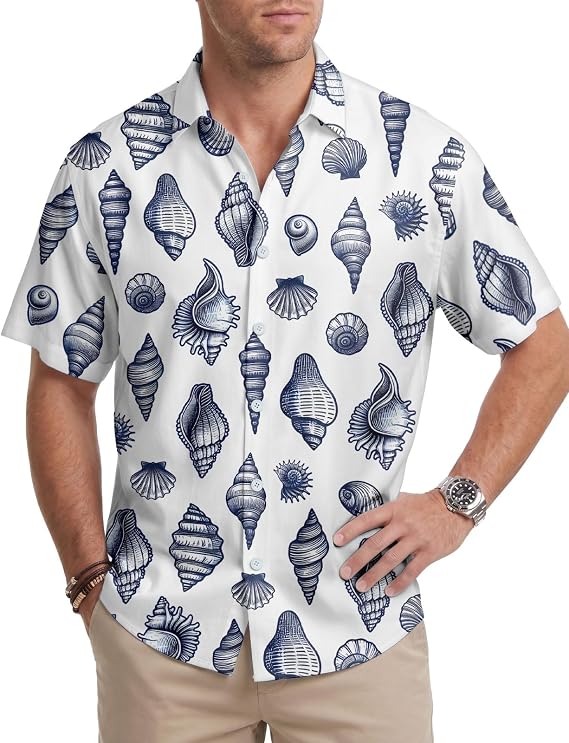 Tropical Summer Shirt Men's Short Sleeve Button Down, Breathable Outdoor Shirt, Birthday Gifts
