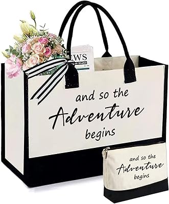KDBDSYZB Adventure Canvas Tote Bag, Bridal Shower Gifts for Bride,Wedding Gift Bag, Engagement Gifts, Bride to be Gift, Bachelorette Party Bride Present