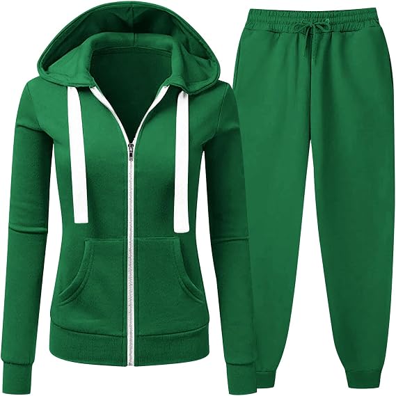 Sweatsuits Women 2 Piece Outfit Full Zip Hoodie Sweatshirt And Joggers Solid Color Tracksuit Lounge Sets