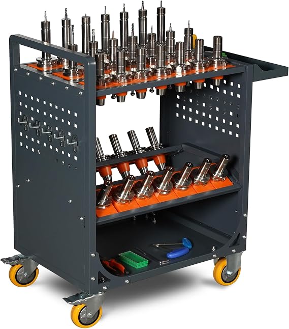 ZeHuoGe Tool Cart CNC Tool Cart CAT40 Tool Trolley BT40 CNC Tool Holder cart CNC Machine Tool Service cart 40 Taper CNC Tool Holder Transfer Cart
