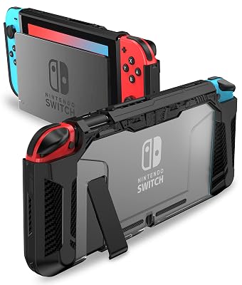 PiMivco Dockable Case for Nintendo Switch 2017,Protective Case Compatible for Nintendo Switch and Joy-Con Controller ,TPU Grip Cover with Shock-Absorption and Anti-Scratch DesignBlack...
