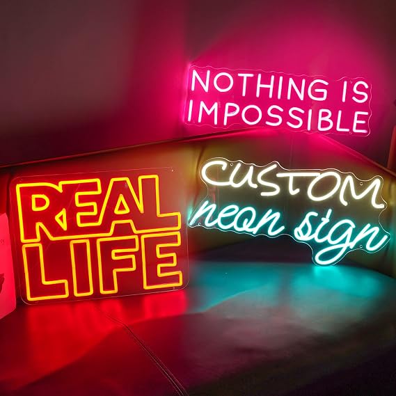 Custom Neon Signs Wall Decor, Name Light Signs LED Neon Signs Handmade Personalized Neon Sign for Business Logo Bar Salon Bedroom Wedding Birthday Party(Optional 20" to 50")
