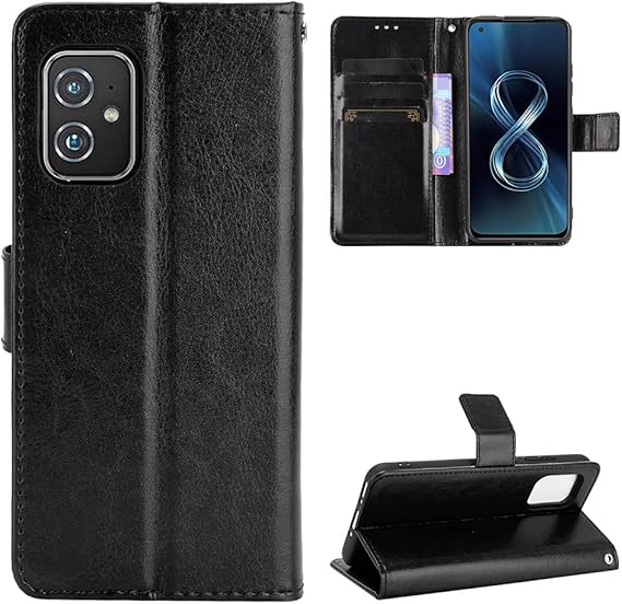 Case for Asus ZenFone 8 Case Cover,Flip Leather Wallet Cover Case for Asus ZenFone 8 ZS590KS Case Black