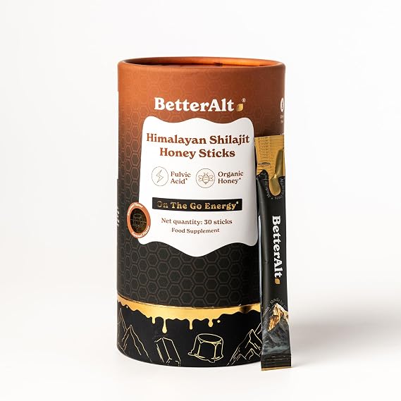 Better Alt Pure Himalayan Shilajit Caramel Honey Sticks with Organic Honey| Easy to Consume Shilajit| 30 Sticks for Energy Boost & Immune Support, 85+ Trace Minerals, 75%+ Fulvic Acid