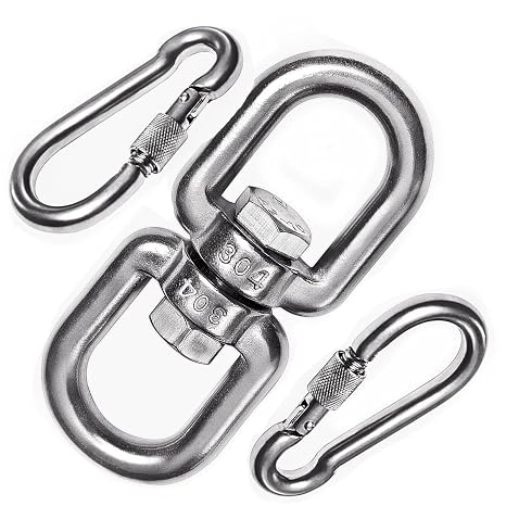 YAMASO 2+1pcs M6 Double Eye Swivel with snap Hooks, 304 Stainless Steel Swivel Ring for Swing Spinner Hanger,Dog Chain Connecting Rings, Reliable and Safe