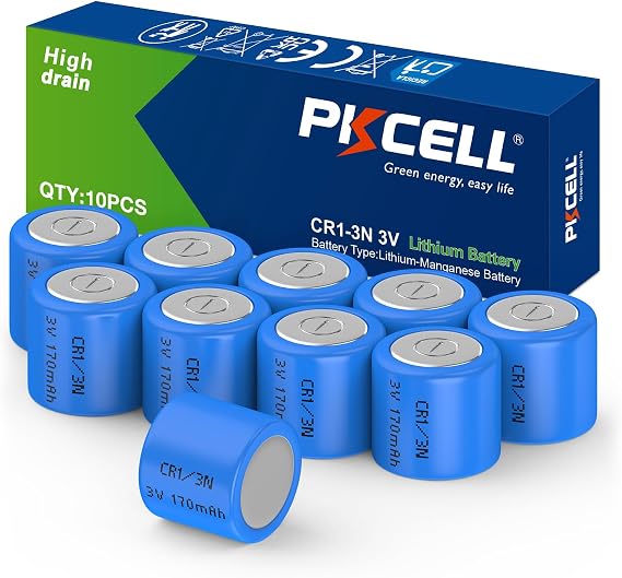 PKCELL CR1/3N 3V Lithium Battery DL1/3N 10-Pack