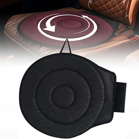 360 Rotating Seat Cushion, 2024 New Ergonomic Car Swivel Cushion for Elderly, Lightweight and Portable Rotating Car Seat Pad for Office Car Home (Style-A Black)