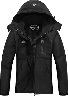Womens Waterproof Lightweight Rain Jacket Windproof Breathable Trench Coat Detachable Hood Raincoats Outdoor Hiking Jacket