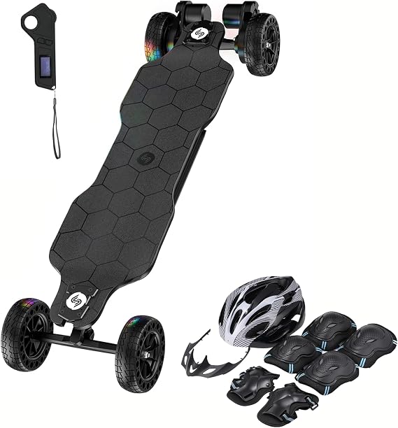 isinwheel V10 Off-Road Electric Skateboard, 3000W 32MPH for Adults | 3000W belt-drive motor, 28 miles range, IP54 water-resistant, with remote control & ambient light for adults