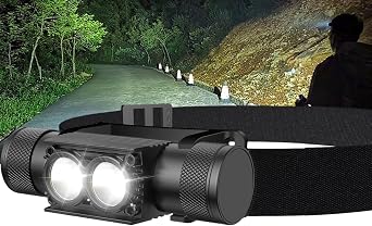 LED Rechargeable Hard Hats Headlamp-1200 LM Hidden USB C Charging Headlight,Waterproof Head Lamp,Lightweight with Multiple Modes Perfect for Dog Walking, Camping, Hiking