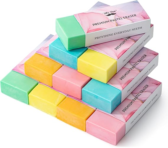 Mr. Pen- Pencil Eraser, 10 Pack, Large Latex Free Vinyl Block Erasers for School, Office, Art Sketching, Homework, Exams, Clean Smudge-Free Correction, Bright Colors