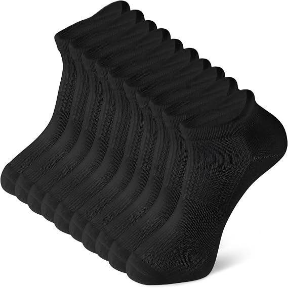 Ankle Athletic Socks for Men, Cushioned Cotton Low Cut Running Socks, Breathable Moisture Wicking Odor Free