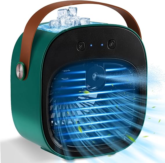 Portable Air Conditioners Rechargeable, 5200mAh Mini Air Conditioner, Personal Air Cooler with 3 Speeds, Small Desk Air Conditioner for Bedroom, Office, Outdoor, Camping