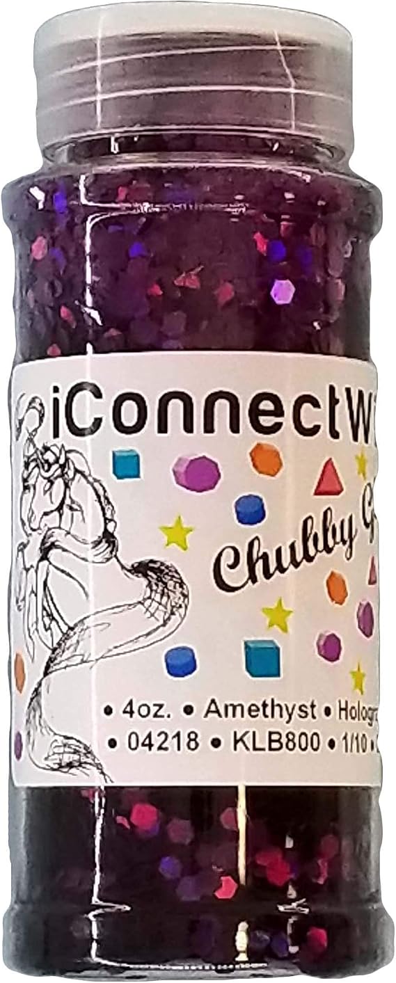 iConnectWith Glitter Amethyst Deep Purple, Chubby Holographic Glitter; Multi-use for Crafts, Decorations, Nail Art, Makeup, Tumblers, Resin Art, and DIY Projects