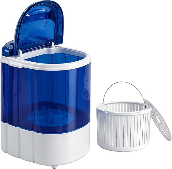 SUPER DEAL Portable Washing Machine, Single Tub Small Laundry Washer 5.7 lbs Washing Capacity for Apartments, Dorms,Traveling, RV, Semi-automatic Laundry 110V, Blue