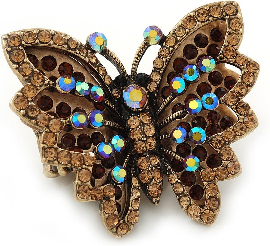 Avalaya Madame Butterfly Statement Stretch Burn Gold Ring Gold Finish - Adjustable size 78