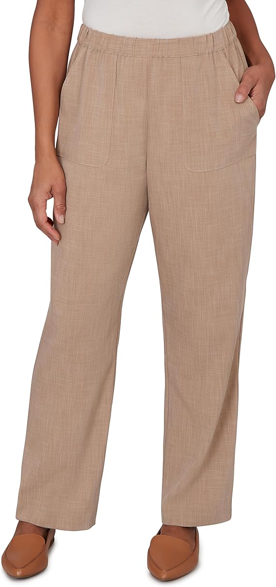 Alfred Dunner Women's Textured Elastic Waist Pull On Pant