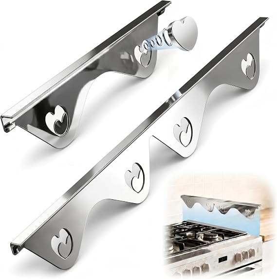 Stainless Steel Stove Gap Filler, 2 Pack Adjustable Covers for Counter, 13.8"-27.5", 0.79" Wide Heat Resistant Oven Guard Range Trim Kit, Silver