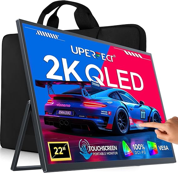 UPERFECT 22" 2K Touchscreen Portable Monitor, 100% DCI-P3 Gaming Monitor