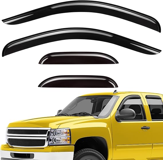 Extra Durable Window Deflectors Tape-On Window Visors Rain Guards Fit for Chevrolet (Chevy) Silverado 1500 2007-2013 Extended Cab,Sun Visors,Wind Vent for Shades, Exterior Car Accessories- 4pcs.AG0014