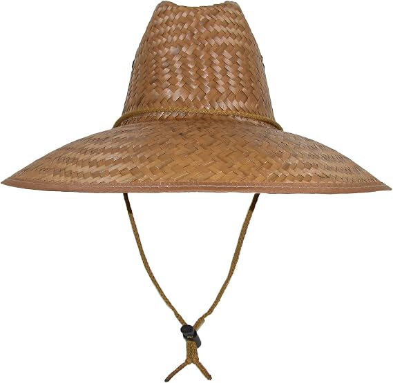 CTM Palm Straw Lifeguard Hat with Wide Brim