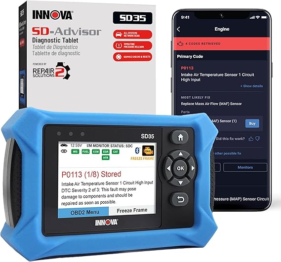 Innova SD35 OBD2 Scanner ABS, SRS, TPMS & Check Engine Code Reader, Live Data, All System Diagnostics, Compatible with Most Vehicles