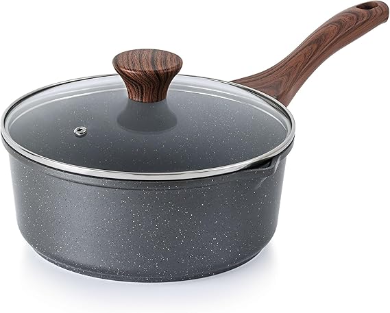 SENSARTE 3 Quarts Nonstick Saucepan with Double Pouring Spout