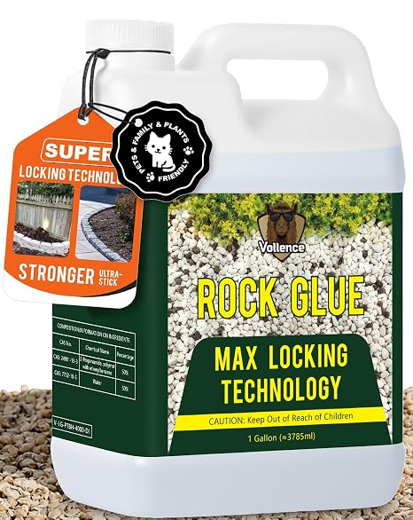 Vollence 128OZ Ready to Use Rock Glue for Landscaping,Mulch Glue,No Dilution Needed Pea Gravel Binder Stabilizer,Bond Lock Rubber Mulch Anchor,Landscape Adhesive for Lawn, Patio, Garden Border
