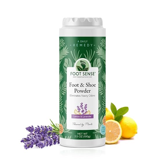 FOOT SENSE All Natural Foot & Shoe Powder, Foot Odor Eliminator for Long-Lasting Odor Control Lasts up to 6 Months, Deodorizes, Safe for Men, Women, Kids, Athletes, 100g