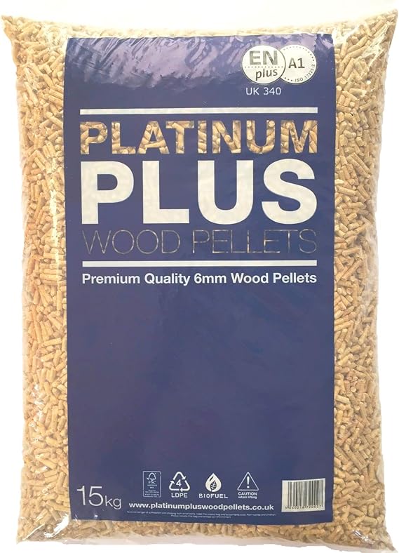 Platinum Plus Wood Pellets | Ideal for Ooni Pizza Oven, Ninja Woodfire Outdoor Grill, Pellet Stove and more | Pizza Oven Accessories | EnPlus A1 Certified | 6mm Wood Pellets | 15kg Bag