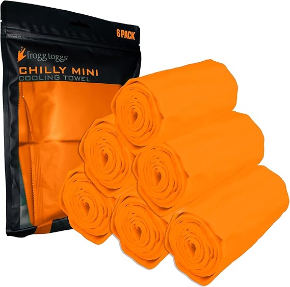 FROGG TOGGS Chilly Mini Cooling Neck Towel, 6 Pack | Evaporative technology continues cooling for hours, reusable design, machine washable
