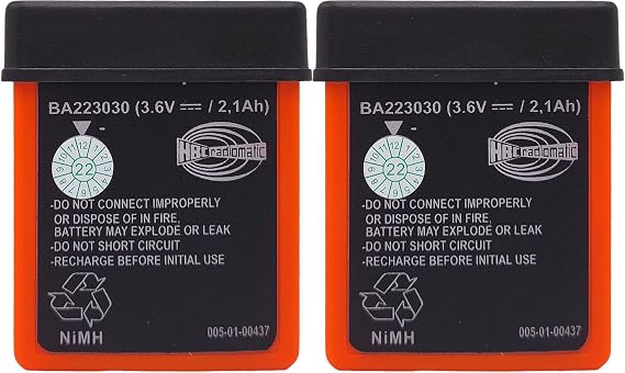 2PCS/Set BA223030 Battery BA223000, 3.6V 2100mAh Ni-MH, Rechargeable, for HBC RADIOMATIC BA223030 BA223000 FUB6 Battery, for Quadrix and Micron 5