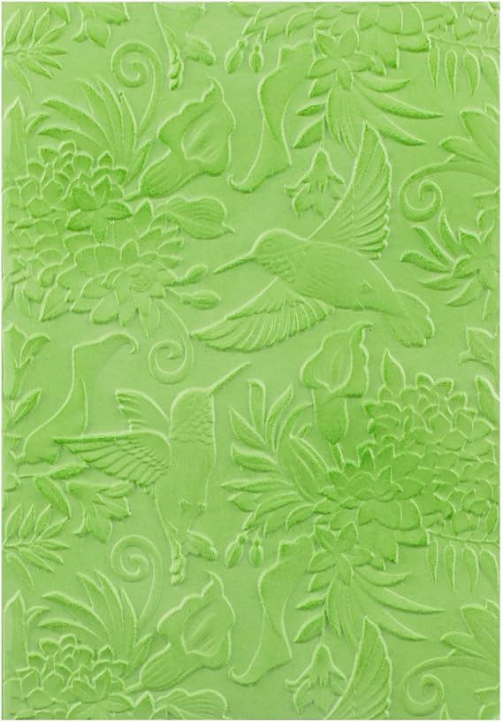 Briartw 3D Embossing Folder for Card Making,Hummingbird and Flowers Clear Plastic Texture Fades Embossing Folder Template for Scrapbooking and Other Paper Craft Album Stamps DIY Decoration