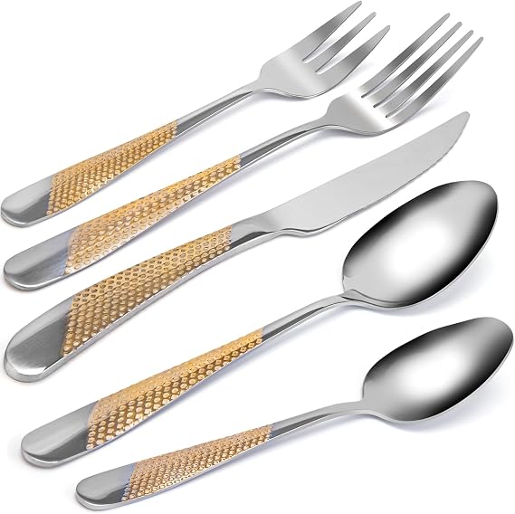 Flatware Set for 4, 20 Piece Cutlery Set, Stainless Steel Kitchen Forks Spoons Knives Set for Home, Restaurant, Party