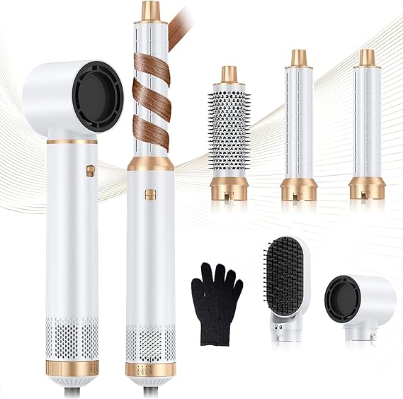 5 in 1 Blow Dryer Brush, Hair Dryer Brush Set Negative Ion Upgrade Hot Air Brush Air Styler Curling Wrap Air Curler, Curling Iron Hair Styling Tools As A Gift for Straight/Curl/Drying/Smoothing