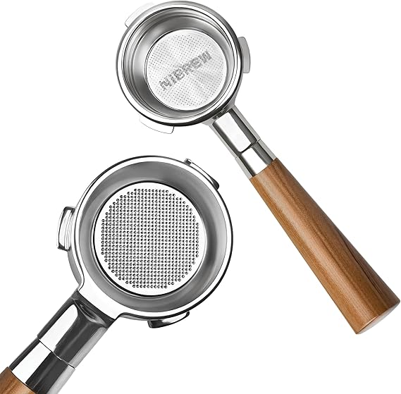 HIBREW 58mm Bottomless Portafilter for H13 Espresso Machine | 3-Ear Design, Stainless Steel Basket, Rosewood Handle, Advanced Espresso Tool for Coffee Enthusiasts