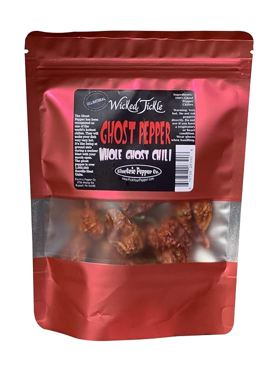 Wicked Tickle 10 Whole Ghost Pepper Dried Intact Seed Pods Plus 2 Free, Super Hot