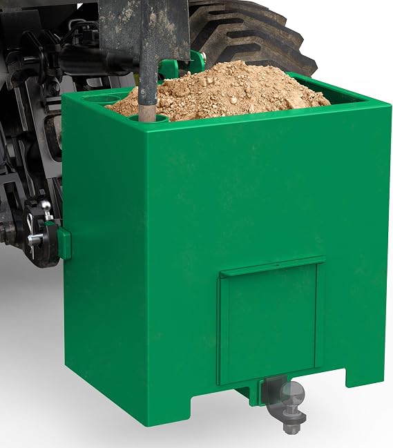 YINTATECH 800lbs 3 Point Capacity Tractor Ballast for CAT1, Green | 800lb Capacity Ballast Box for CAT-1 Tractors, 3 Point Hitch with 2" Receiver. Heavy Duty Steel for Counterweight and Towing.
