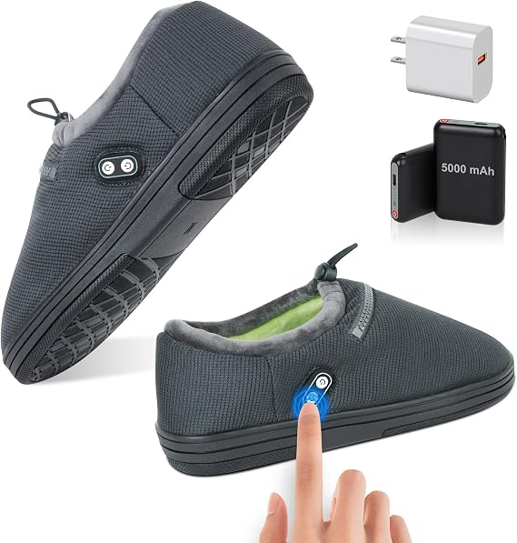 Foot Warmer, Heated Slippers for Women Men, Heated Shoes Rechargeable Battery 5000mAh,Anti-Accidental Touch, Heat Slippers, Winter Foot Warmers for Feet for Home Office