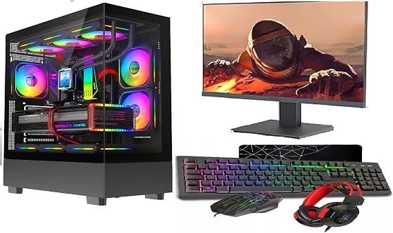 ASC TECHNOLOGY Gaming PC Desktop Computer Bundle, i7-3770 3.90GHz, 16GB RAM, GT 730 2GB, 256GB SSD + 1TB HDD, 500W 80+ PSU, Black 9 Fan Glass RGB Case, WiFi, Windows 11, 22" Monitor