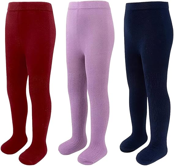 techcity Girls Tights Toddler Seamless Leggings Pantyhose Cotton Cable Knit Pants Stockings for Girls 2-14 Years