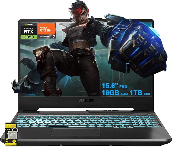 ASUS TUF Gaming A15 Laptop 15.6" FHD Anti-Glare 144Hz AMD Octa-core Ryzen 7 7435HS (Beats i7-12700H) 16GB RAM 1TB SSD GeForce RTX 3050 Backlit Type-C Fast Charge Win11 ICP Accessory