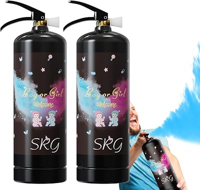 SRG Giant Gender Reveal Fire Extinguisher Color Blaster | 2 Packs Baby Boy Blue Gender Reveal Extinguisher Smoke | Blue Spray for Gender Reveal Decorations & Ideas - Blasts 20 Feet Blue